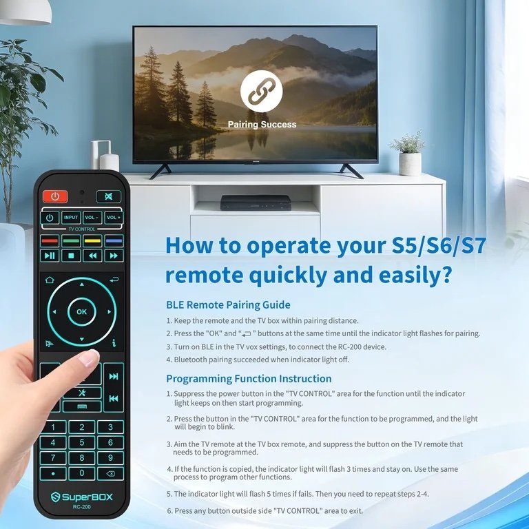 Backlit SuperBox Remote Control RC-200L for Night, Authorized Original SuperBox S7/S6/S5/Elite/Supreme Series TV Box Voice Remote - Image 3