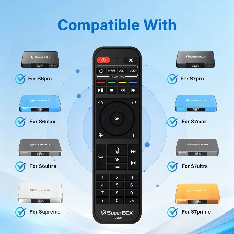 Backlit SuperBox Remote Control RC-200L for Night, Authorized Original SuperBox S7/S6/S5/Elite/Supreme Series TV Box Voice Remote - Image 2